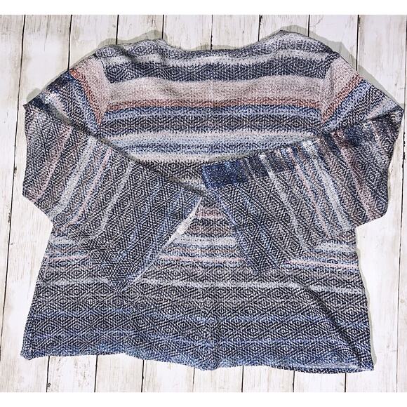 Avenue Striped Knit V-Neck Flared Sleeve Sweater 14/16 - Picture 7 of 9